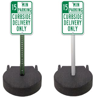 60 lb. Circular Portable Sign Stand with 5' PVC or 6' U-Channel Post