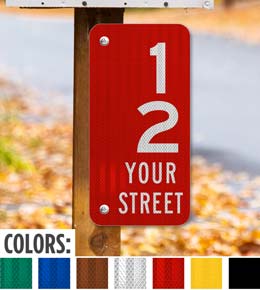 Vertical 911 Address Sign with Street Name