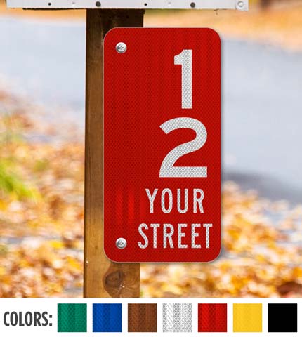 Vertical 911 Address Sign with Street Name