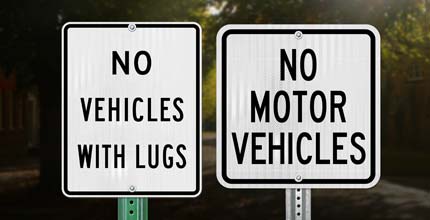 No Motorized Vehicles Signs