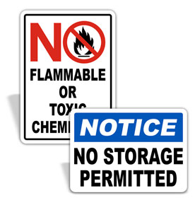 No Storage Signs