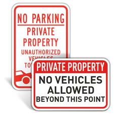 Private Property No Parking Signs
