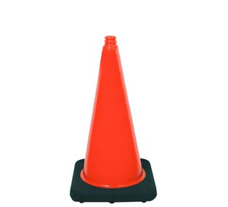 18" Orange Traffic Cone w/ Black Base, 3lbs