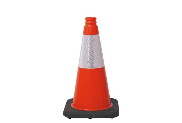 18" Orange Traffic Cone w/ Black Base, 3lbs