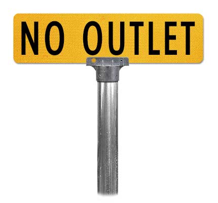 Flat Blade No Outlet Street Name Sign