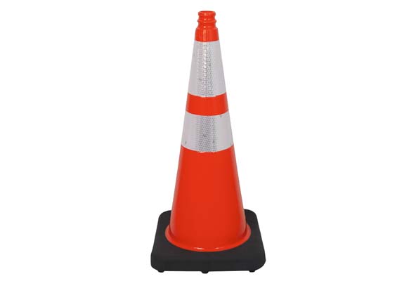 28" Slim Line Orange Traffic Cone w/ Black Base, 10lbs