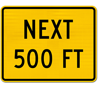 Custom Yellow Supplemental Next Distance (Ft) Sign