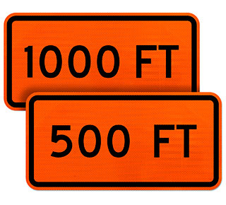 Custom Orange Supplemental Next Distance (Ft) Sign