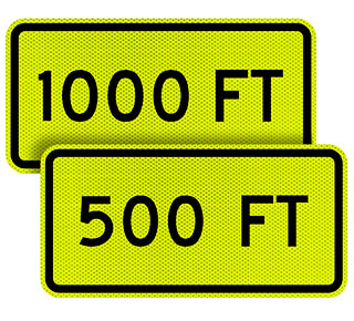 Custom Yellow/Green Supplemental Next Distance (Ft) Sign