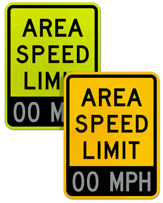 Custom Yellow Area Speed Limit Sign