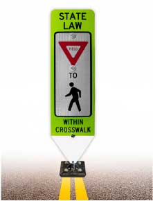 Yield To Pedestrians In-Street Sign with Fixed Base
