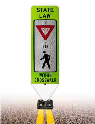 Yield To Pedestrians In-Street Sign with Fixed Base