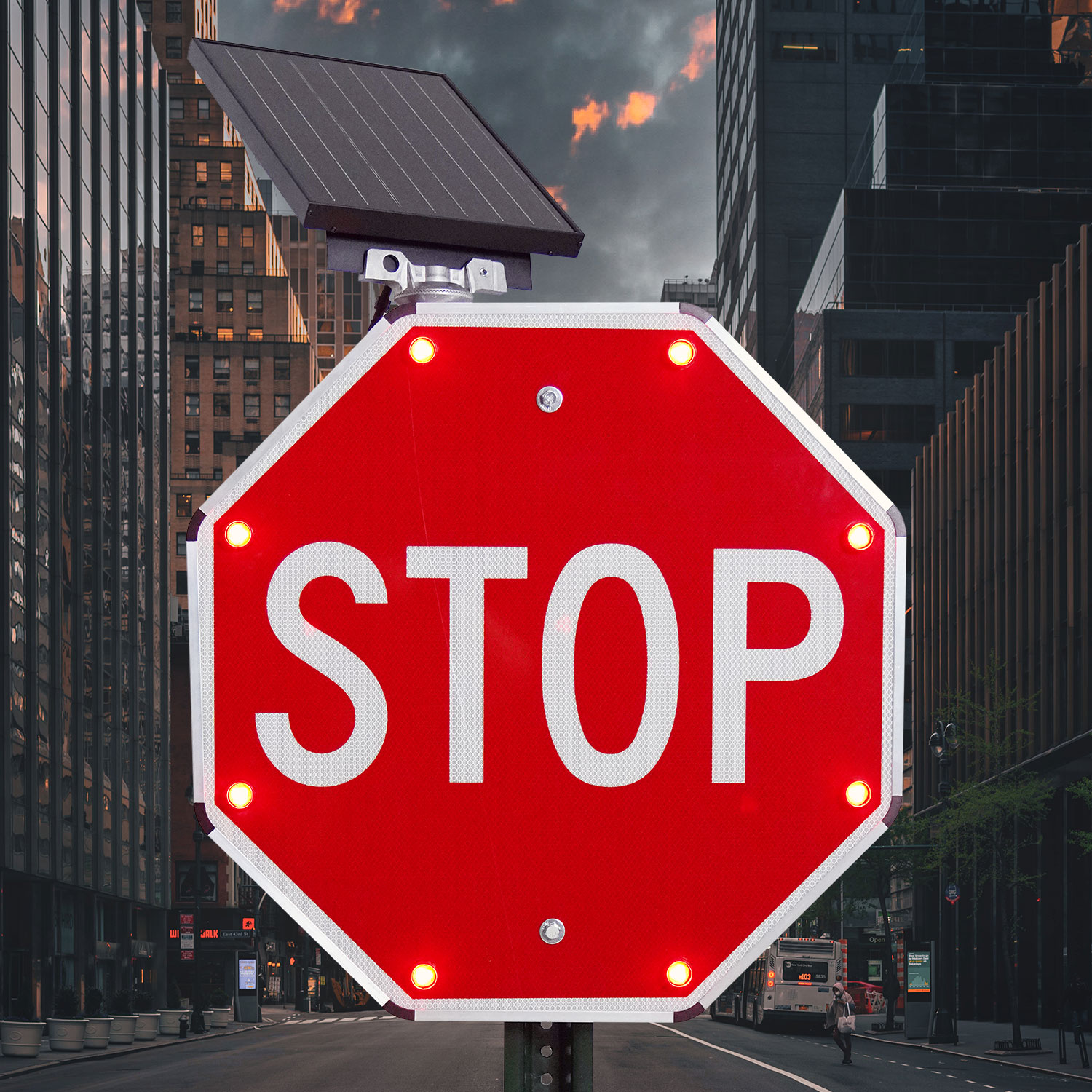 LED Solar Stop Sign - Standard Visibility Model