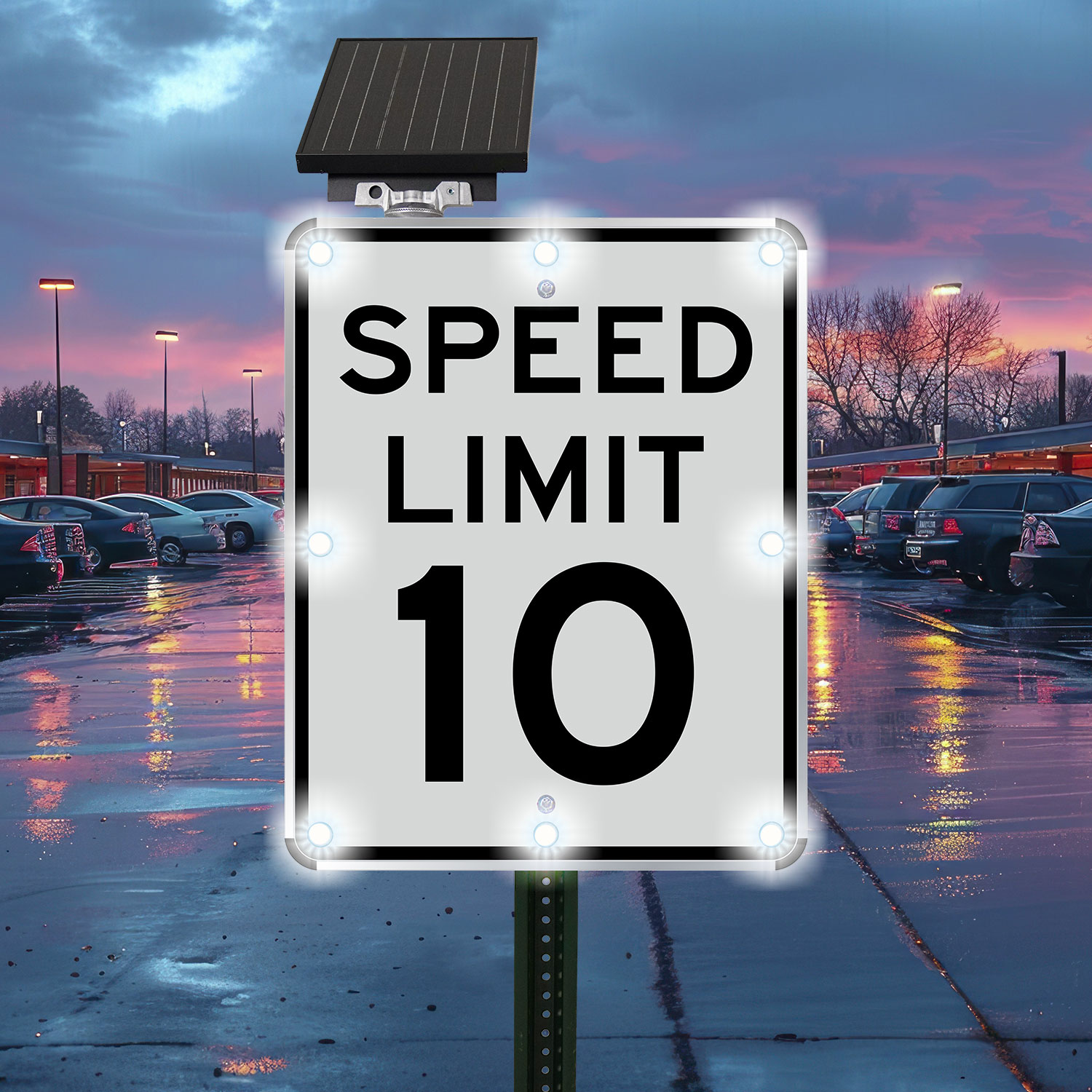 10 MPH LED Solar Speed Limit Sign