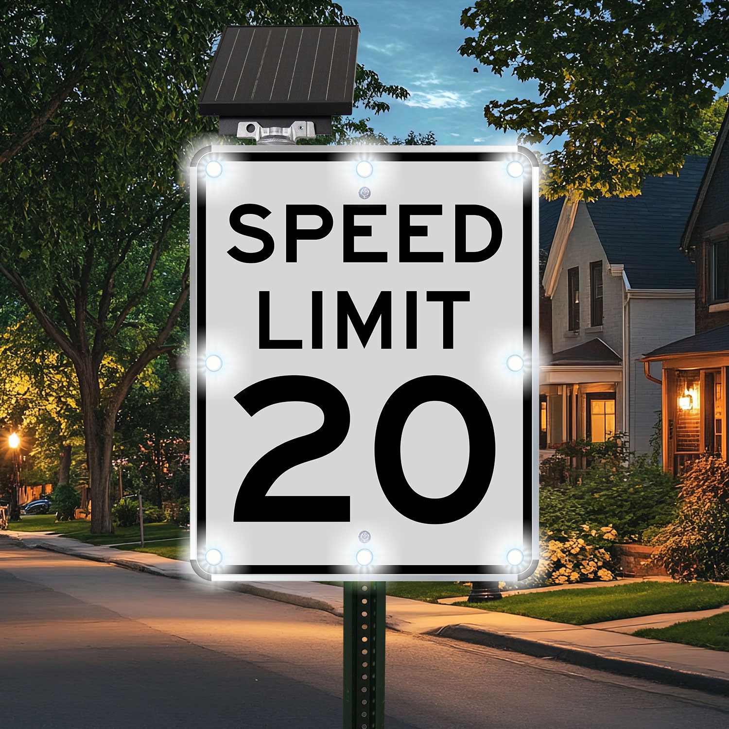 20 MPH LED Solar Speed Limit Sign
