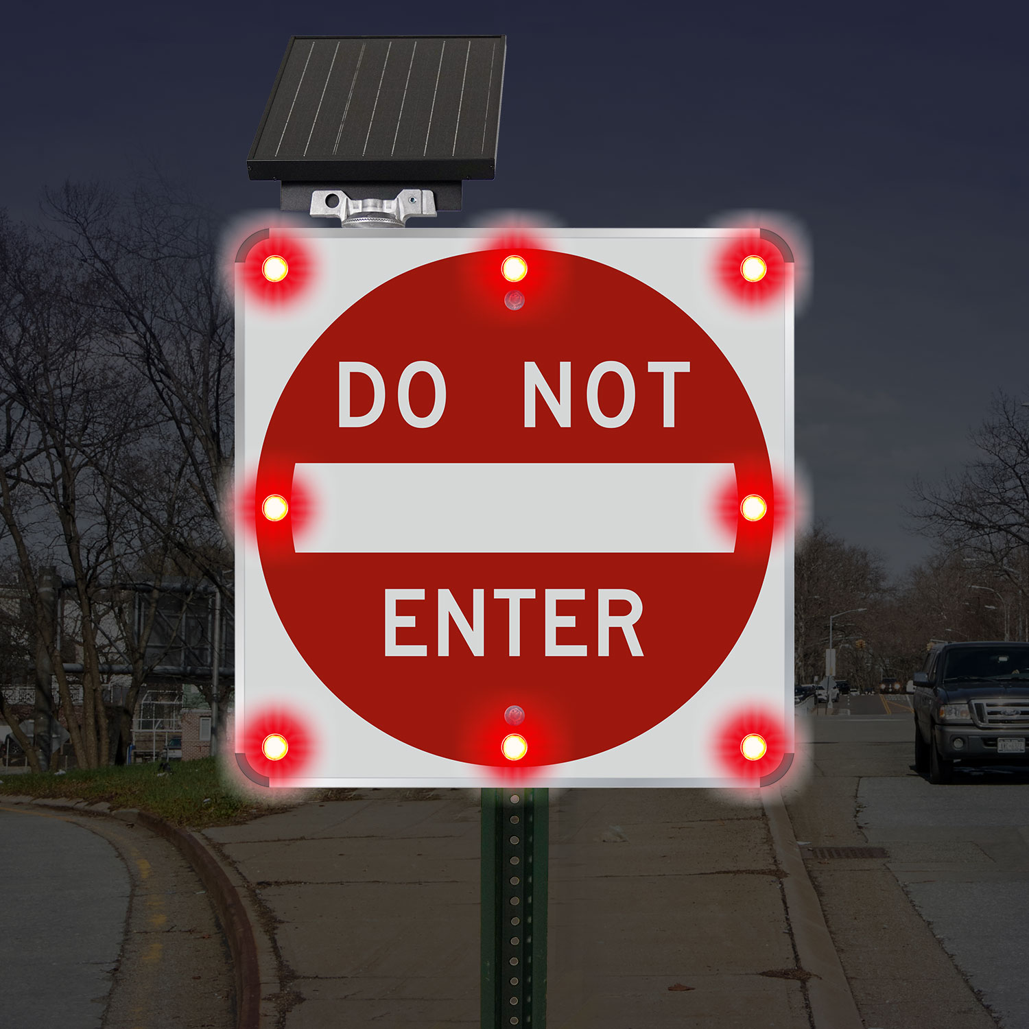 LED Solar Do Not Enter Sign