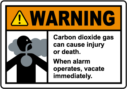 Warning Carbon Dioxide Gas Vacate Immediately Sign