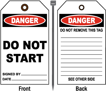 Danger Do Not Start Tag