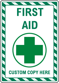 Custom Sign with Green Striped Border, Text and Image