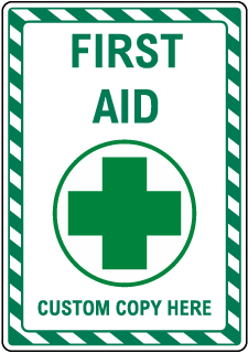 Custom Sign with Green Striped Border, Text and Image