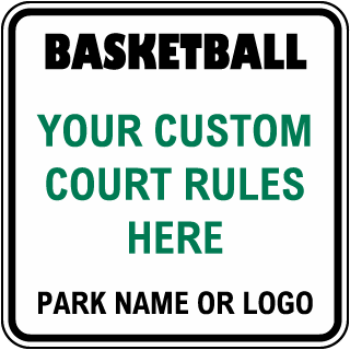 Custom Court Rules Sign White with Black Border