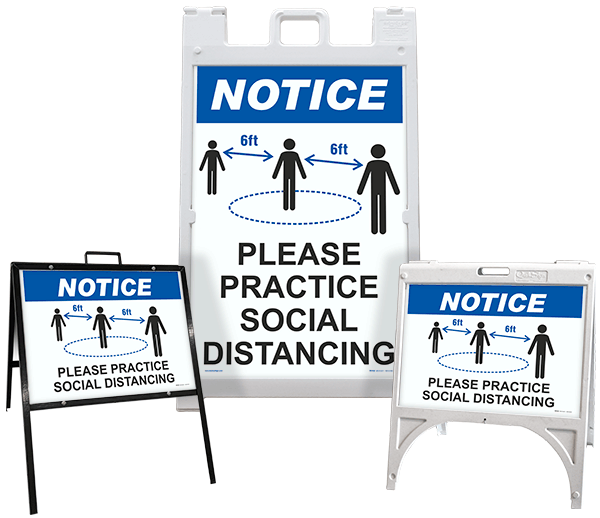 Notice Please Practice Social Distance Sandwich Board Sign
