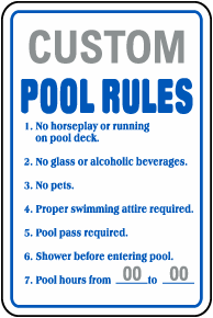 Custom Pool Rules Sign
