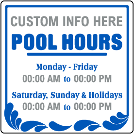 Custom Pool Hours Sign