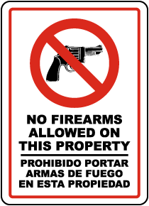 Bilingual No Firearms Allowed on This Property Sign