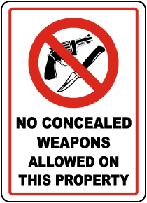 Concealed Weapons Not Allowed Sign
