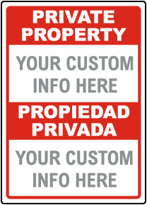 Custom Bilingual Private Property Sign