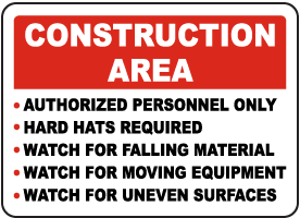 Construction Area Rules Sign
