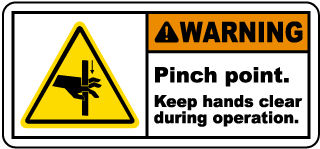 Pinch Point Keep Hands Clear Label