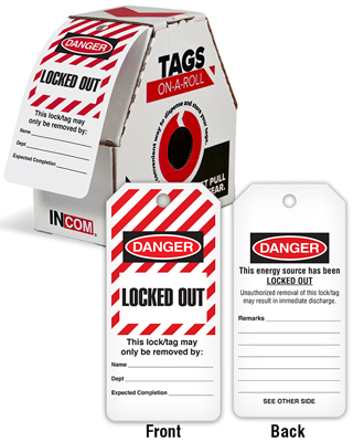 Danger Locked Out Tags on a Roll