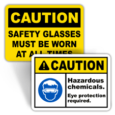 Caution Eye Protection Labels
