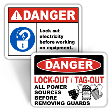 Danger Lockout Tagout Signs