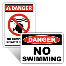 Danger Swimming Signs