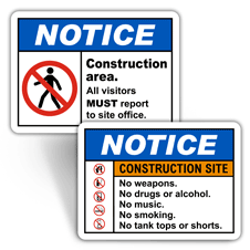 Notice Construction Site Signs