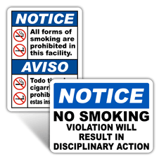 Notice No Smoking Signs