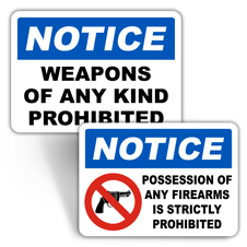 Notice No Weapons Signs