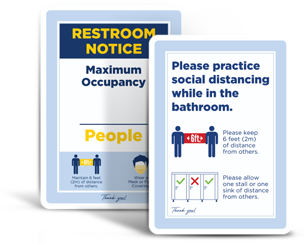 Social Distancing Bathroom Signs