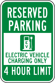 Reserved Parking Electric Vehicle Charging Only Sign