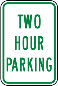 Two Hour Parking Sign