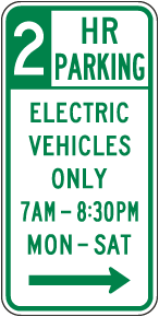 2 HR Parking Electric Vehicles Only Sign
