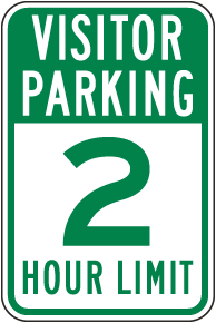 Visitor Parking 2 Hour Limit Sign
