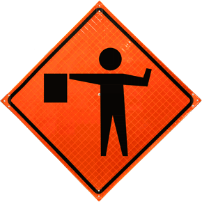 Flagger Symbol Roll-Up Sign
