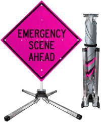 Emergency Scene Ahead All-in-One Sign and Stand
