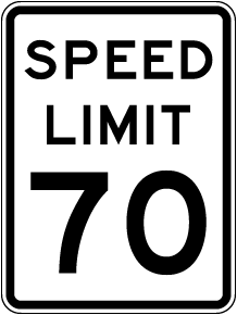 Speed Limit 70 MPH Sign
