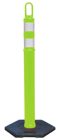 42” Lime Delineator Post with 2 Reflective Bands + 12 lb. Base