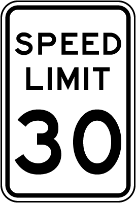 Speed Limit 30 MPH Sign